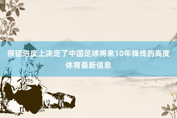 很猛进度上决定了中国足球将来10年锋线的高度体育最新信息