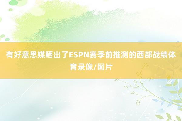 有好意思媒晒出了ESPN赛季前推测的西部战绩体育录像/图片