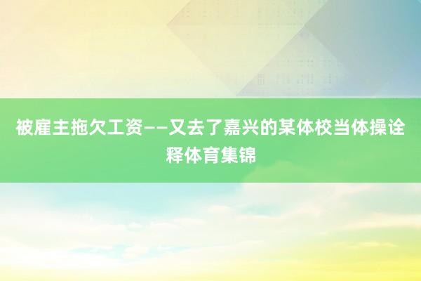 被雇主拖欠工资——又去了嘉兴的某体校当体操诠释体育集锦