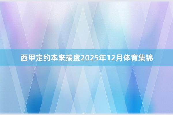 西甲定约本来揣度2025年12月体育集锦